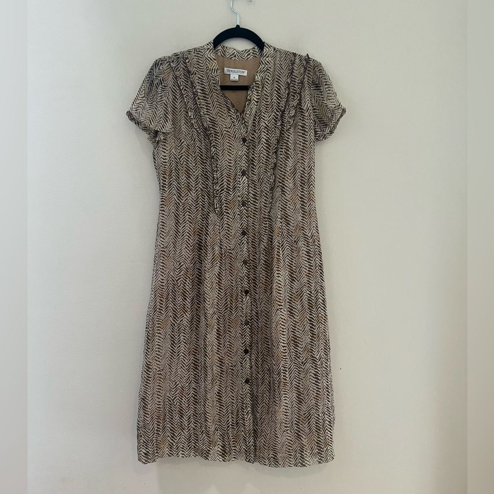 Pendleton Woman’s Chevron Patterned Brown Dress - image 1